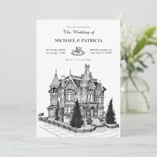  Huis Architectuur bruiloft Kaart (Staand voorkant)