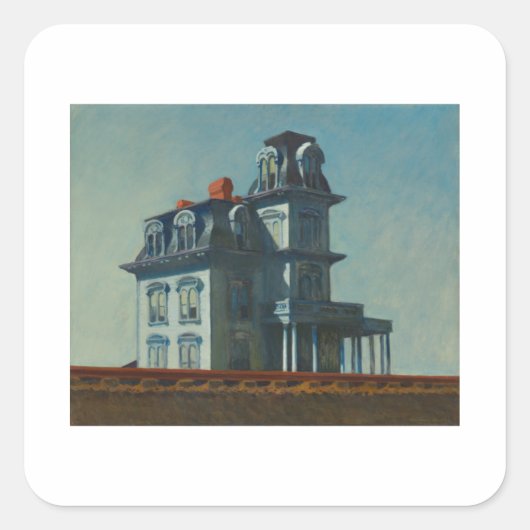 Huis bij de spoorweg - Edward Hopper Vierkante Sticker (Voorkant)