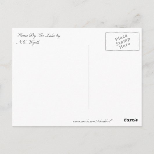 Huis bij het meer briefkaart (Achterkant)