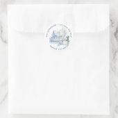 Huis Blauw Sneeuwman Kerst retour adres label (Tas)