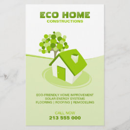 Huis / Bouw groene flyer voor onroerend goed
