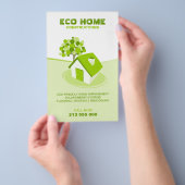 Huis / Bouw groene flyer voor onroerend goed (Hand)