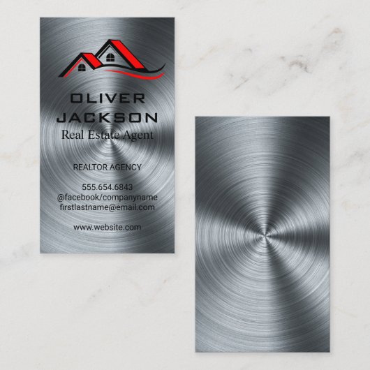 Huis Dak | Metalen Achtergrond Visitekaartje (Voorkant / Achterkant)