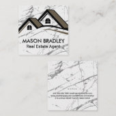 Huis dak top onroerend goed | Marmer Vierkante Visitekaartje (Voorkant / Achterkant)