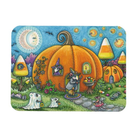 HUIS, DRUKSTOF OF TREATERS HALLOWEEN MAGNET MAGNEET (Horizontaal)