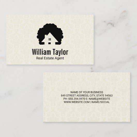 Huis en boom | Damaspatroon Visitekaartje (Voorkant / Achterkant)