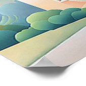 Huis en Boom in Art Deco Pastels Poster (Hoek)