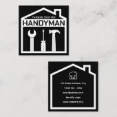 Huis en gereedschap handyman stijl vierkante visitekaartje (Voorkant / Achterkant)