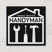Huis en gereedschap handyman stijl vierkante visitekaartje (Voorkant)