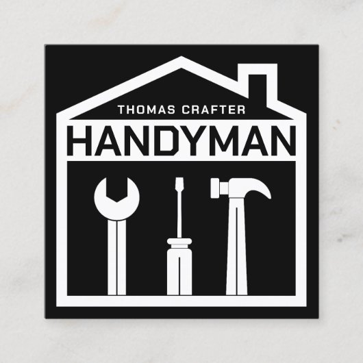 Huis en gereedschap handyman stijl vierkante visitekaartje (Voorkant)