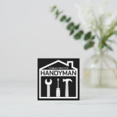Huis en gereedschap handyman stijl vierkante visitekaartje (Staand voorkant)