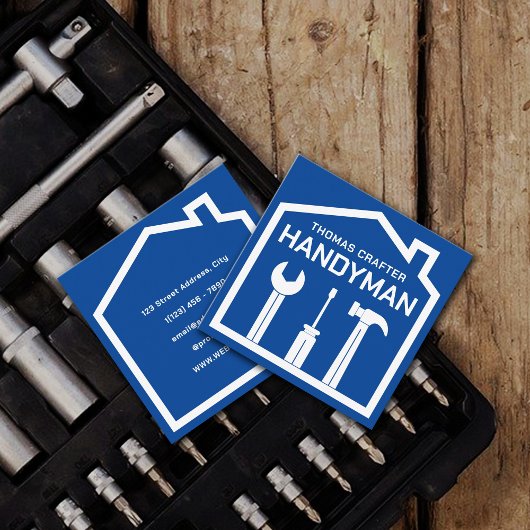 Huis en gereedschap handyman stijl vierkante visitekaartje