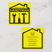 Huis en gereedschap handyman stijl vierkante visitekaartje (Voorkant / Achterkant)