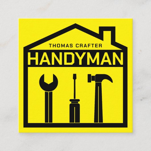 Huis en gereedschap handyman stijl vierkante visitekaartje (Voorkant)
