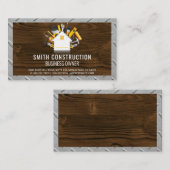 Huis en Gereedschap | Houten Metaal Raster Patroon Visitekaartje (Voorkant / Achterkant)