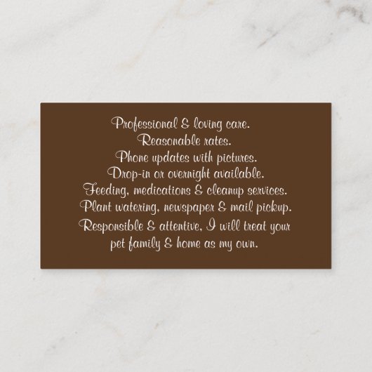 Huis- en internetzaken met Cute Dog Visitekaartje (Achterkant)