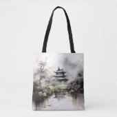Huis en Lake Ink Schilderij Tote Bag (Voorkant)