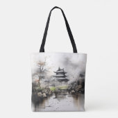 Huis en Lake Ink Schilderij Tote Bag (Achterkant)