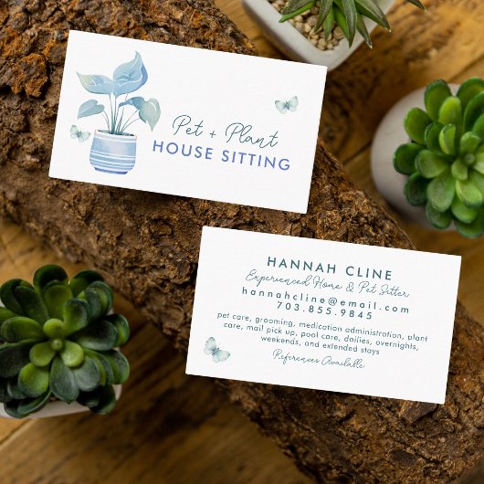 Huis en Pet Sitting Potten Plant Schattige Visitekaartje