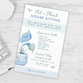 Huis en Pet Sitting Schattige Potten Plant Flyer