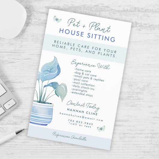 Huis en Pet Sitting Schattige Potten Plant Flyer