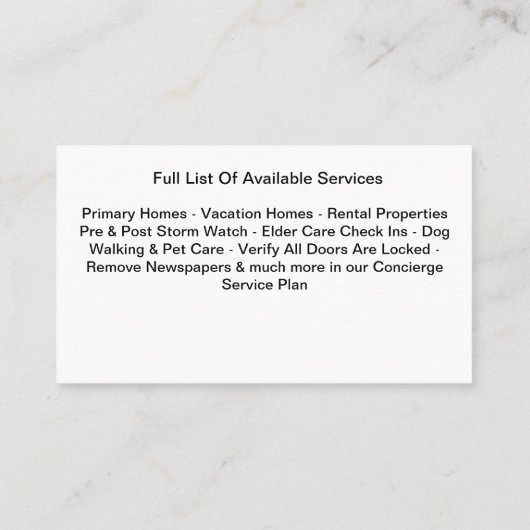 Huis- en thuishorlogeservice visitekaartje (Achterkant)