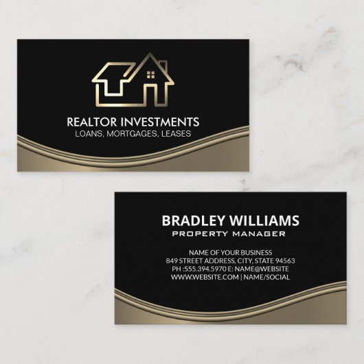 Huis- en Vastgoedmakelaar Modern Logo Visitekaartje (Voorkant / Achterkant)