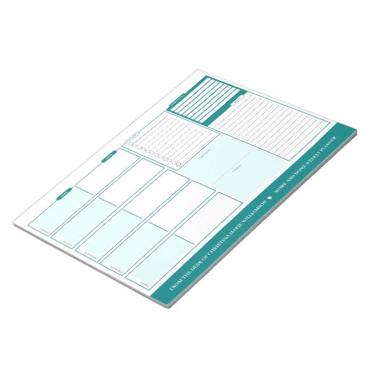 Huis en Werk Wekelijks Blauwgroen Deskplanner Notitieblok (Schuin)