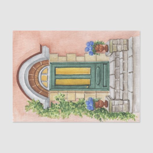 huis Entrance Blue Hydrangea Tissuepapier (Voorkant)