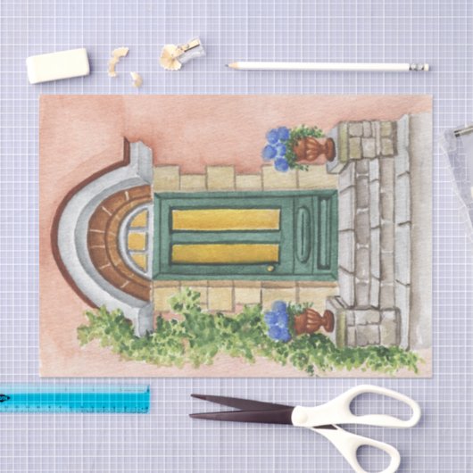  huis Entrance Blue Hydrangea Tissuepapier (Craft)