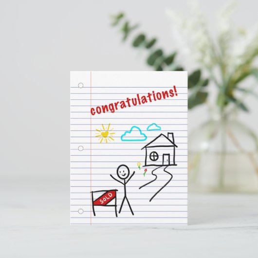 huis felicitaties notitieboek papier schetsen briefkaart (Staand voorkant)