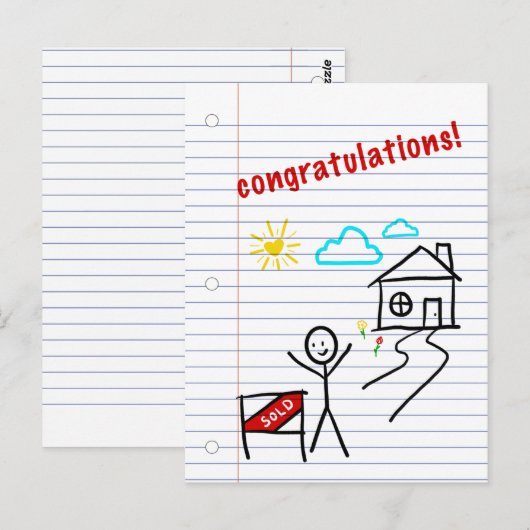 huis felicitaties notitieboek papier schetsen briefkaart (Voorkant / Achterkant)