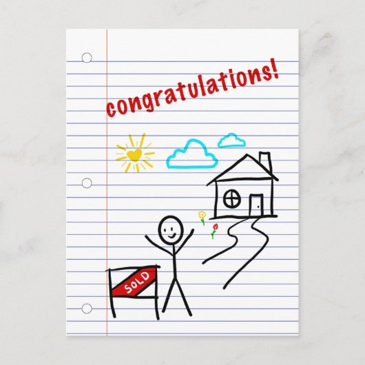 huis felicitaties notitieboek papier schetsen briefkaart (Voorkant)