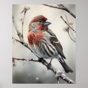 Huis Finch Bird Art Print Poster