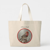 Huis Finch in de winter Sneeuw Originele foto Grote Tote Bag (Achterkant)