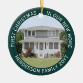 Huis Foto's Eerste Kerstmis Nieuwe Naam & Jaar Gro Keramisch Ornament (Voorkant)