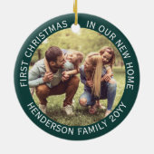 Huis Foto's Eerste Kerstmis Nieuwe Naam & Jaar Gro Keramisch Ornament (Achterkant)
