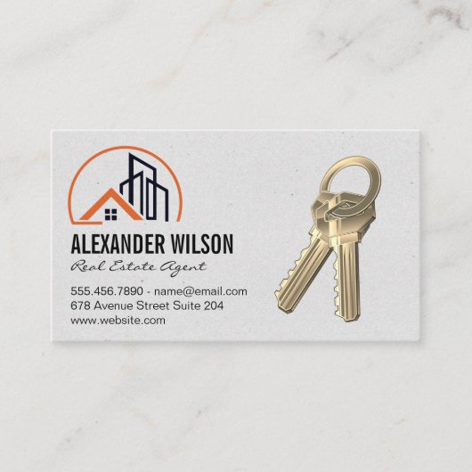 Huis Gebouw Logo Realtor | Sleutels Visitekaartje (Voorkant)