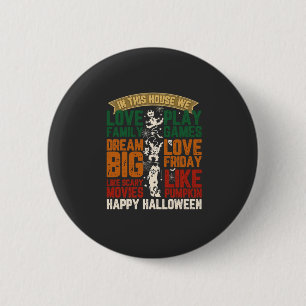 Huis Gelukkig Halloween Monsters Spinnenwebben Ronde Button 5,7 Cm