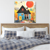 Huis gemaakt van een collage van stukken en textur canvas afdruk (Insitu (Slaapkamer))