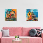 Huis gemaakt van een collage van stukken en textur muurkunst sets (Woonkamer)