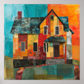 Huis gemaakt van een collage van stukken en textur poster (Voorkant)