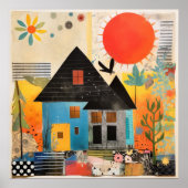 Huis gemaakt van een collage van stukken en textur poster (Voorkant)