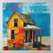 Huis gemaakt van een collage van stukken en textur poster (Voorkant)