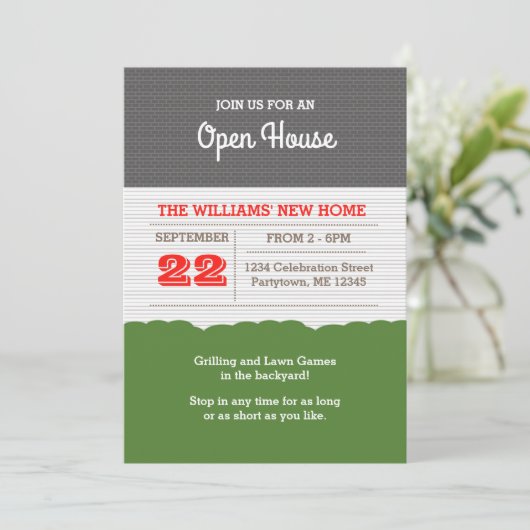 Huis Gevel Open Huis Uitnodiging (Staand voorkant)