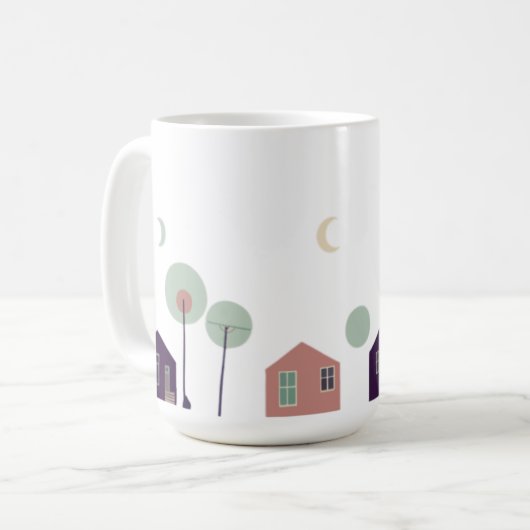 Huis, graffiti, bouw koffiemok (Voorkant links)