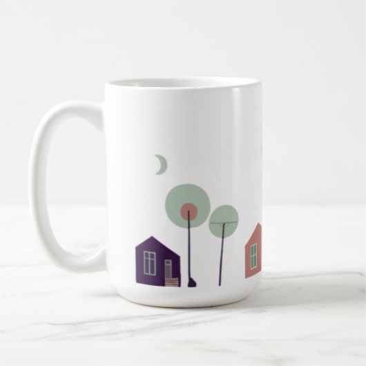 Huis, graffiti, bouw koffiemok (Links)