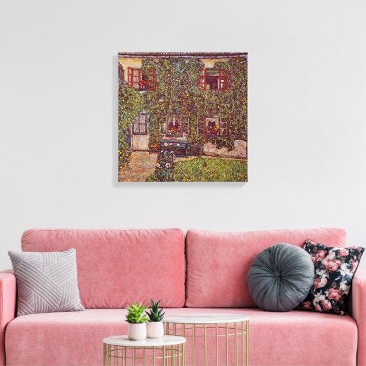 Huis Guardaboschi van Gustav Klimt,  kunst Canvas Afdruk (Insitu (Woonkamer))