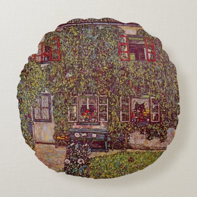 Huis Guardaboschi van Gustav Klimt,  kunst Rond Kussen (Voorkant)