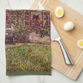 Huis Guardaboschi van Gustav Klimt,  kunst Theedoek (Quarter Fold)